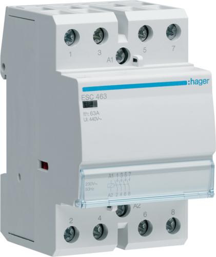 Produktbild Hager ESC463. Kontakt Strombelastbarkeit: 63 A, Kabelquerschnitt: 4/16 mm², Temperaturbereich in Betrieb: