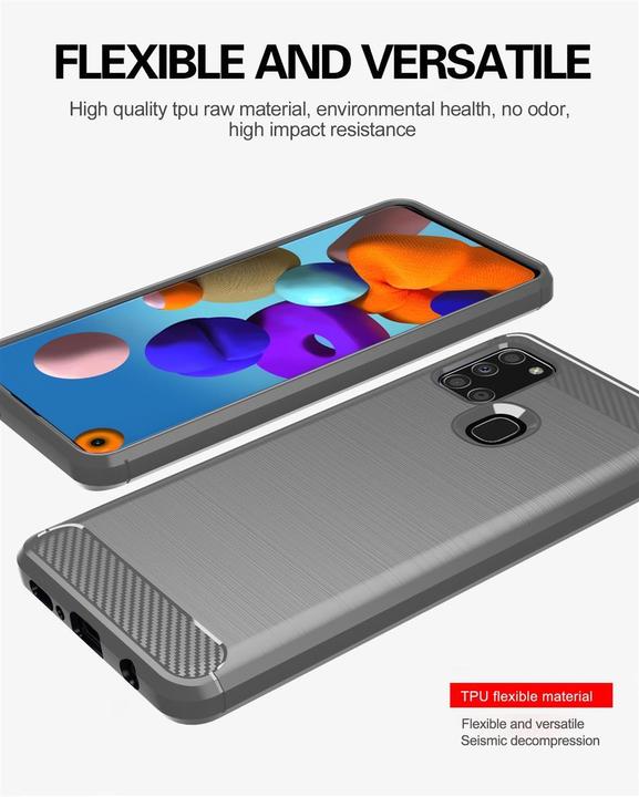 Produktbild Cadorabo TPU Ultra Slim carbon edelstahl Kombi Cover (Samsung Galaxy A21s)