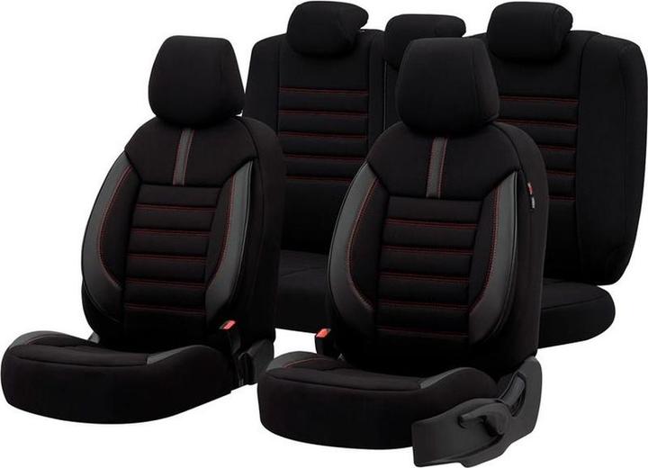 Immagine prodotto Amio Universelle Stoffe/Ledersitzabdeckungsset 'Limited' Black + Red Sticks - 11 - Party - Geeignet für S
