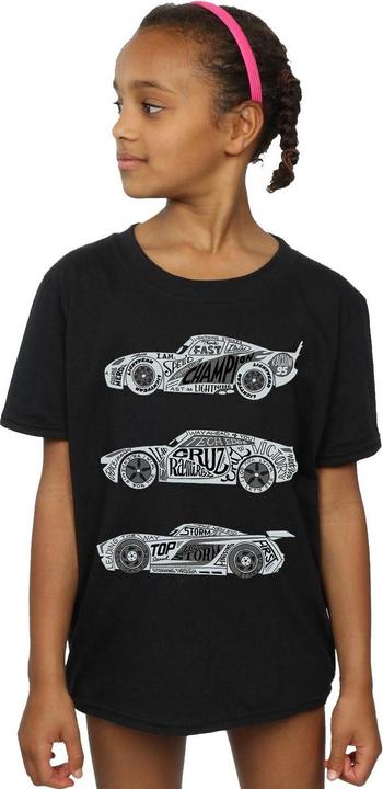 Actual product image Disney Girls Cars Text Racers Cotton T-Shirt (152, 158)