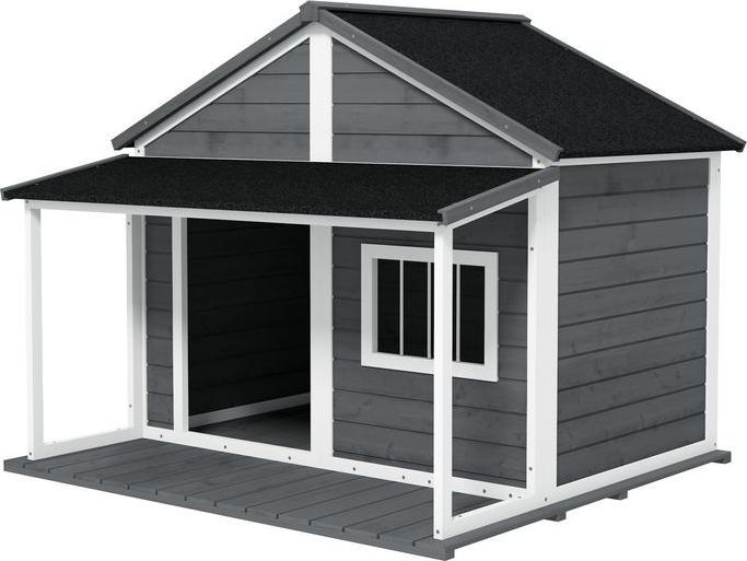 Image du produit Swisshandel24 Niche en bois massif pour petits animaux Niche pour chien avec terrasse Toit en asphalte Niche (Niche pour chien)