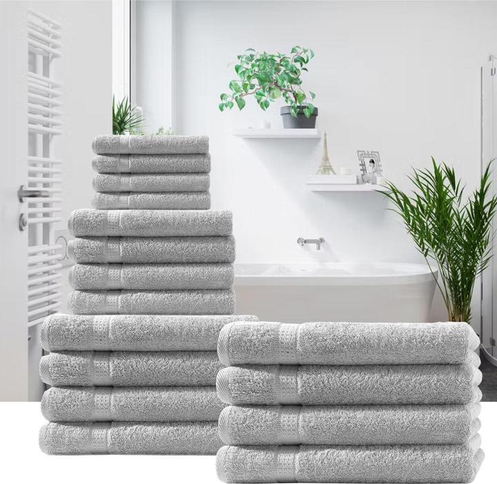 Immagine prodotto Casativo Set di asciugamani 12 pezzi, 4 asciugamani per gli ospiti, per le mani e per la doccia ciascuno (100 x 50 cm, 50 x 30 cm, 140 x 70 cm)