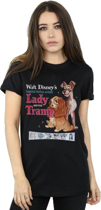 Actual product image Disney Womens/Ladies Lady And The Tramp Distressed Classic Poster Cotton Boyfriend T-Shirt (XL)