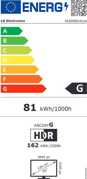 Energy Label LG OLED55C41LA OLED 55", 139cm, UHD 4K, SMART (55", C4, OLED, 4K, 2024)