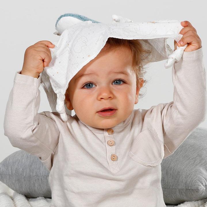 Produktbild Fehn 056068 Schmusetuch Wal fehnNATUR – Baby Schnuffeltuch aus Bio-Baumwolle mit Schnullerbefestigun