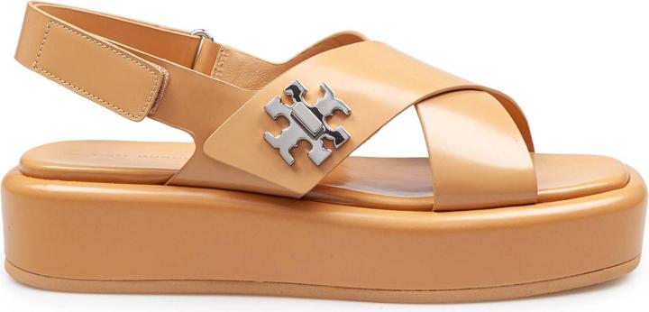 Actual product image Tory Burch t lock sandal with platform in leather color cantucci (37)