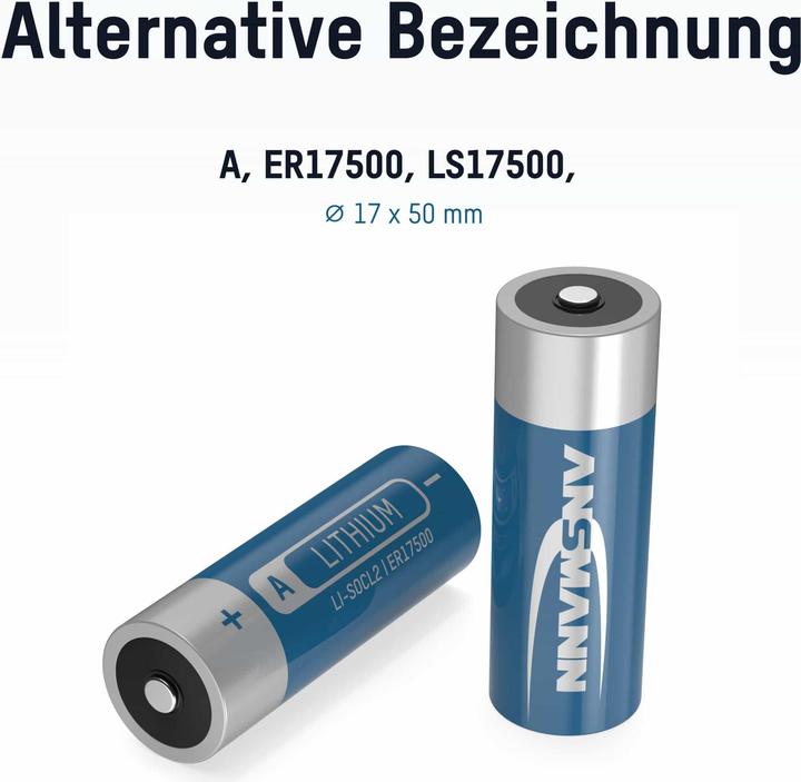 Immagine prodotto Ansmann Batteria A ER17500 3,6V Litio cloruro di tionile (1 pz., A, 3600 mAh)