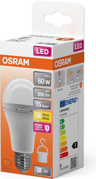 Actual product image Osram LED RECHARGEABLE LAMPS 8W 827 E27 (E27, 8 W, 806 lm, 6 x, F)