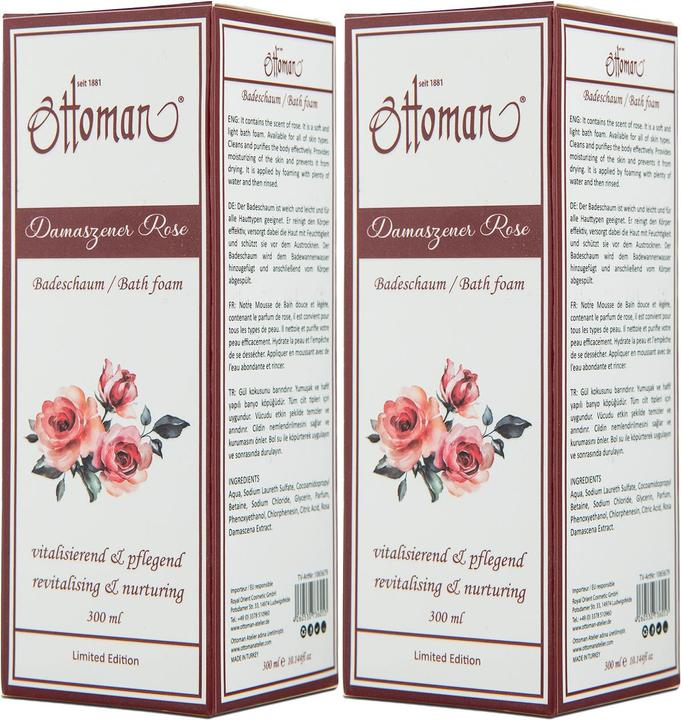 Immagine prodotto Ottoman Set di 2 bagnoschiuma alla rosa, 300 ml, per un bagno rilassante (300 ml, Bagnoschiuma)