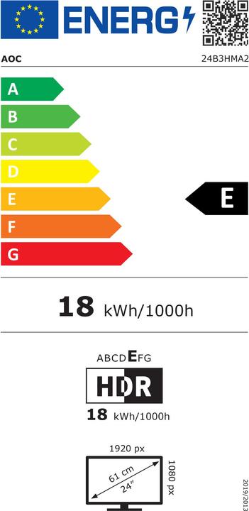 Energie-Label AOC 24B3HMA2 VA LED Monitor,,, 4ms, 1x DSUB, 1x HDMI, speakers (1920 x 1080 Pixel, 23.80")