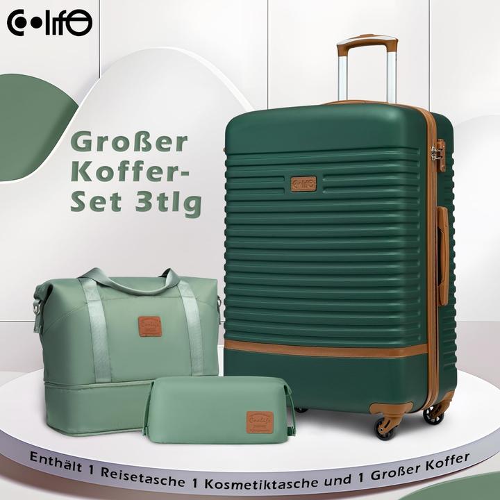 Immagine prodotto Coolife 3-teiliges Hartschalen-Koffer-Set (93 l, Bagaglio a mano (fino a 50 litri), L (90 - 115l))