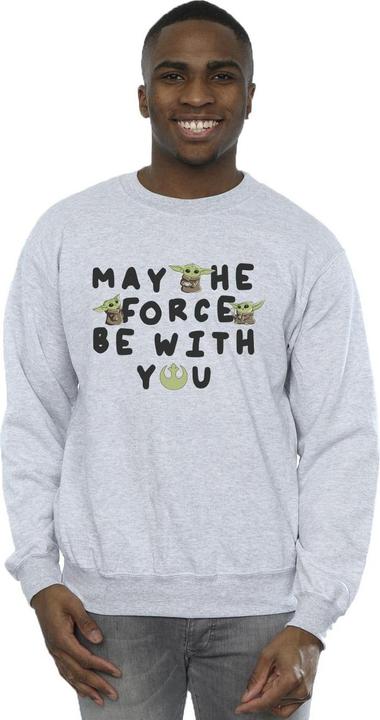 Actual product image Star Wars Mens The Mandalorian Grogu May The Force Be With You Sweatshirt (S)