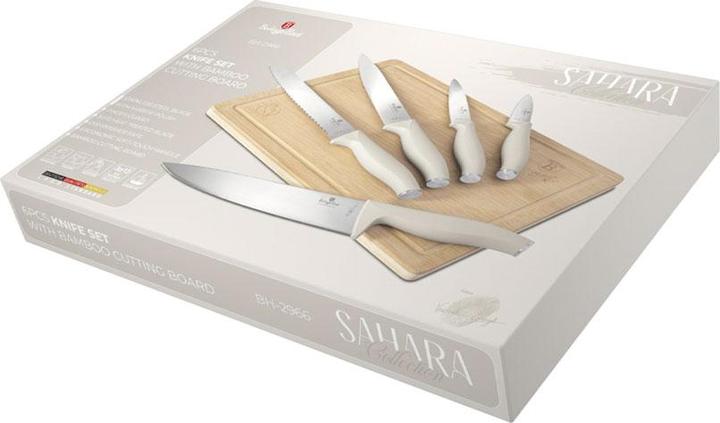Actual product image BerlingerHaus Haus 6-teiliges Messerset mit Bambus Schneidebrett matt cream Sahara Collection (20 cm)