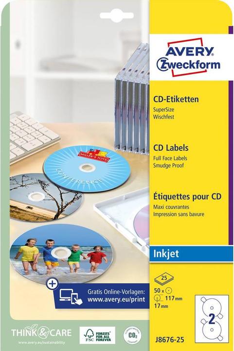 Produktbild Avery CD-Etiketten SuperSize
