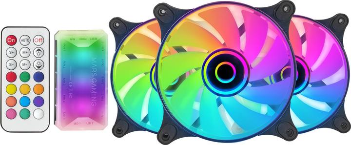 Produktbild Mars Gaming Lot De 3 Ventilateurs Boitier Mf-3d RGB - 12cm (Noir) (120 mm, 3 x)