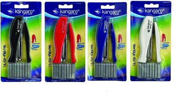 Immagine prodotto Kangaro Cucitrice Vertika-45 + punti metallici, 30 punti per foglio, blister, mix di colori (30 lamelle)