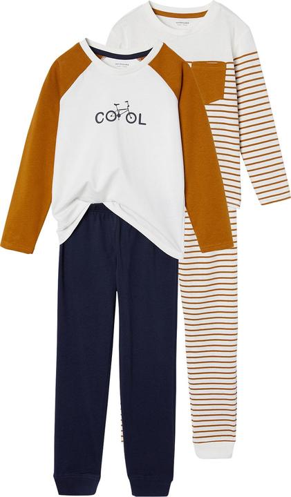 Vertbaudet 2er-Pack lange Jungen Schlafanzüge mit Cool-Schriftzug