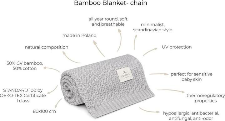 Produktbild My memi Bamboo Baby Blanket - Chain Light Grey (80 x 100 cm)