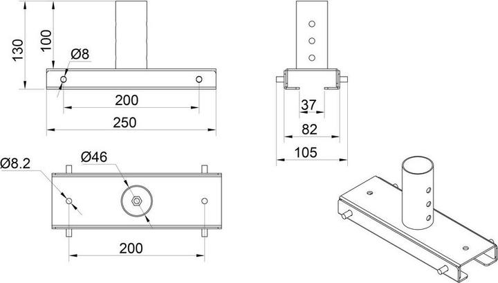 Produktbild Multibrackets Deckenadapter für Pro Serie/Samsung OM Serie (Adapter- / Montageplatten)