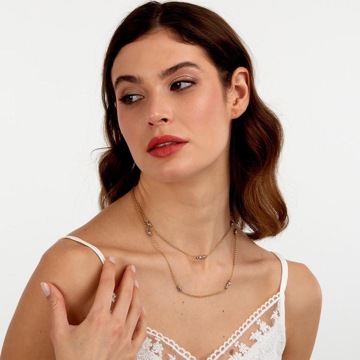 Produktbild Morellato Colori SAXQ02 Double Gold Plated Beaded Necklace (Edelstahl)