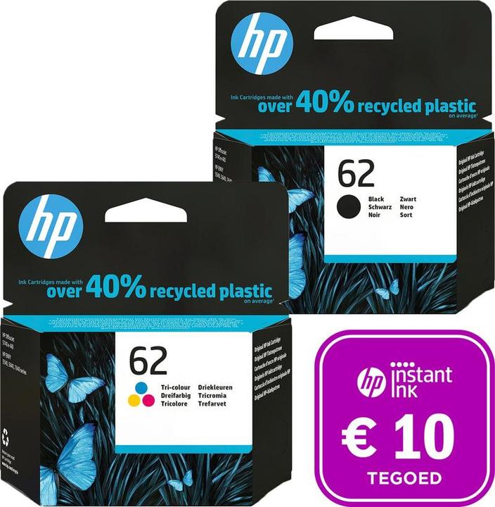 Produktbild HP 62 - Inktcartridge kleur & zwart + Instant Ink tegoed