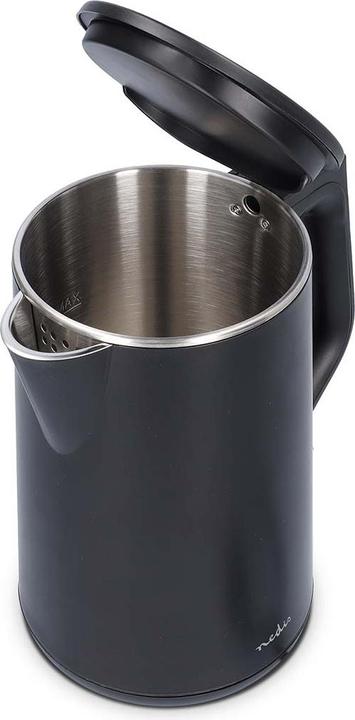 Produktbild Nedis Wasserkocher | 1.5 l | Plastik | Schwarz | Um 360 Grad drehbar | Verdecktes Heizelement | Stri (1.50 l)