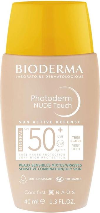 Actual product image Bioderma Photoderm Nude Touch Mineral SPF50+ très claire (Sun cream face, SPF 50, 40 ml)