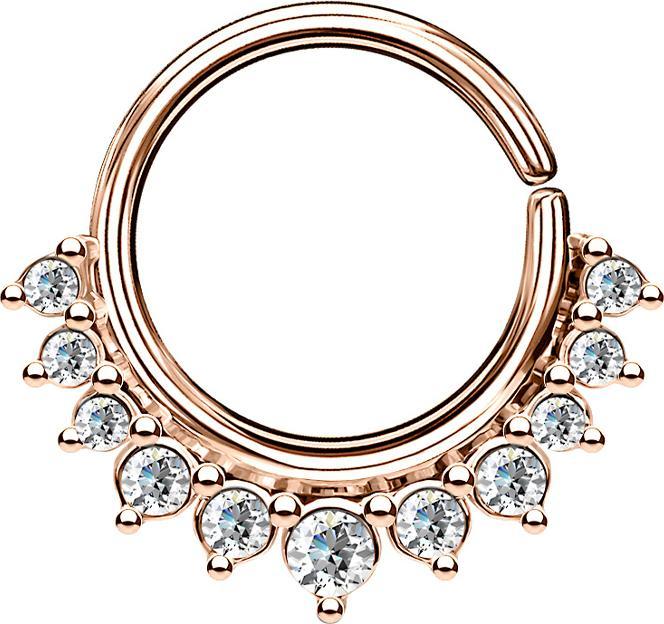 Produktbild Star Piercing Septum Ring rosegold mit elf Kristallen (Messing)