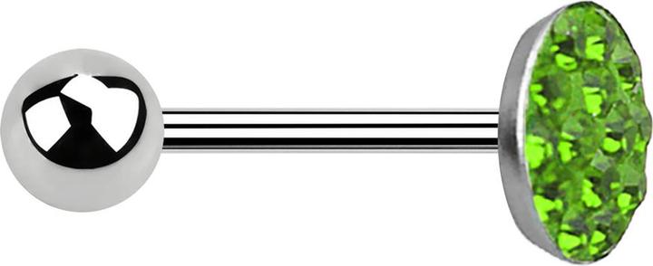 Immagine prodotto Star Piercing Barbell in argento con sfera e disco in cristallo verde (Acciaio chirurgico 316L)