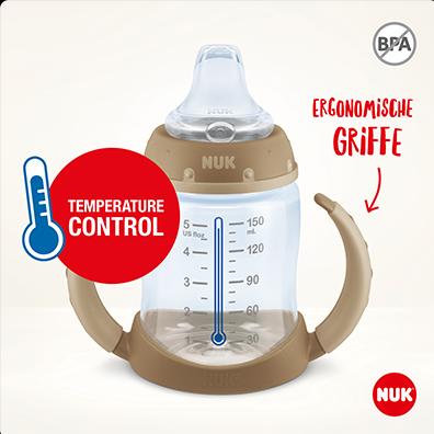 Produktbild NUK Disney Winnie Puuh First Choice Trinklernflasche Temperature Control, 150ml, 6-18 Monate, ros... (150 ml)