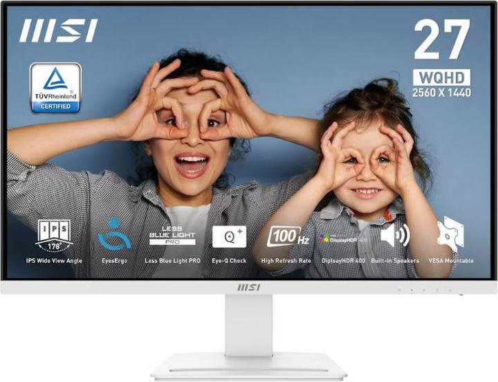 MSI PRO MP273QWDE E2 Office Monitor - IPS Panel, 100Hz White, 1ms(MPRT) Response Time (GTG) 4ms (2560 x 1440 pixels, 27")