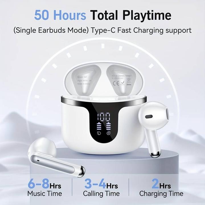 Produktbild PhoneLook Bluetooth 5.3 In-Ear kabellose Kopfhörer Ladeetui mit digitaler Batterie Anzeige, USB Type C (50 h, Kabellos)