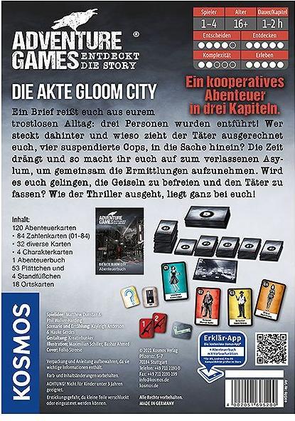 Produktbild Kosmos Familienspiel Adventure Games: Die Akte Gloom City (Deutsch)