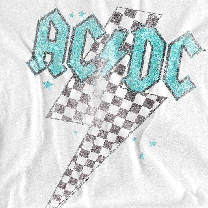 Actual product image AC/DC Unisex Adult Skewed Checkerboard Bolt T-Shirt (XL)
