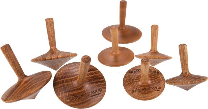 La Mia! Wooden spinning top made of oiled turned oak - long turning property