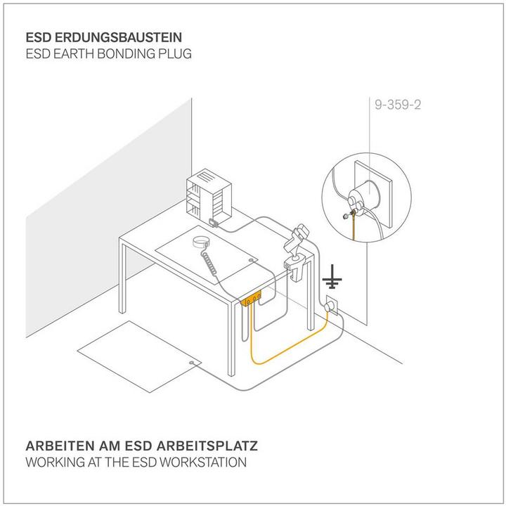 Produktbild Bernstein ESD Erdungsbaustein 3x10mm DK, abgewinkelt, mit Kabel (Statikschutz)