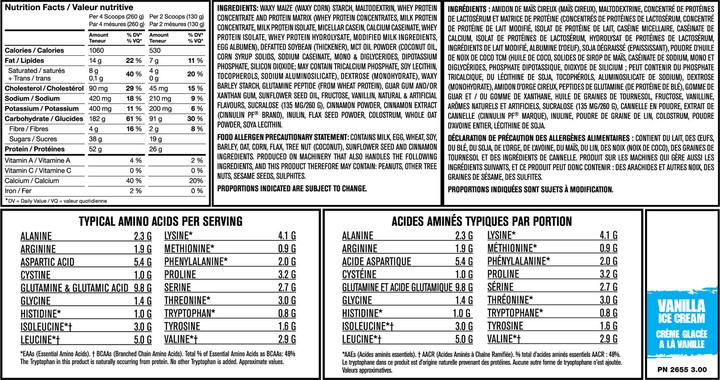 Nutritional values and ingredients Mutant Mass (Vanilla, 1 pcs., 6800 g)