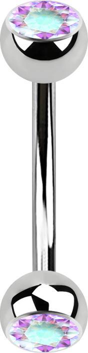 Immagine prodotto Star Piercing Banana argento con due sfere di cristallo multicolore (Acciaio chirurgico 316L)
