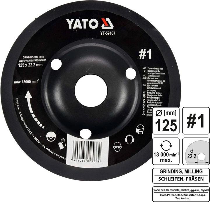 Immagine prodotto Yato Disco raspa professionale per smerigliatrice angolare 125 mm No1