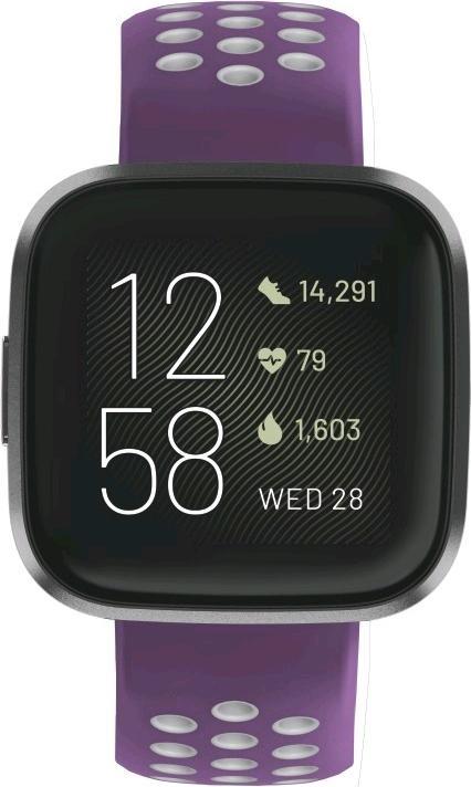 Produktbild Hama Silikon-Sportarmband für Fitbit Versa2/Versa/Versa Lite, lila/grau, univ. (Silikon, Rostfreier Stahl)