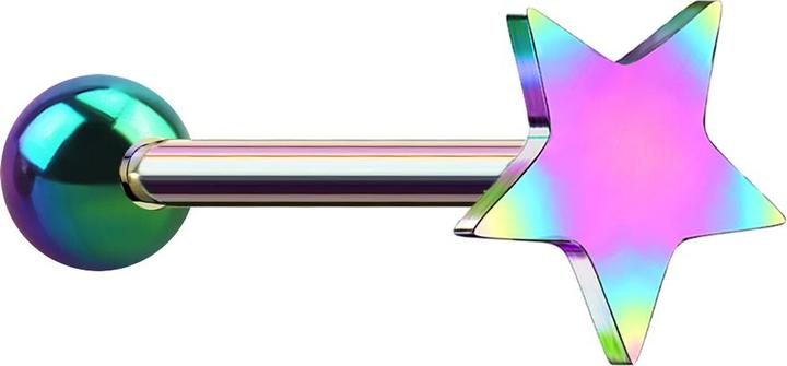 Produktbild Star Piercing Micro Barbell farbig mit Kugel und Stern (ohne Messing, Chirurgenstahl 316L)