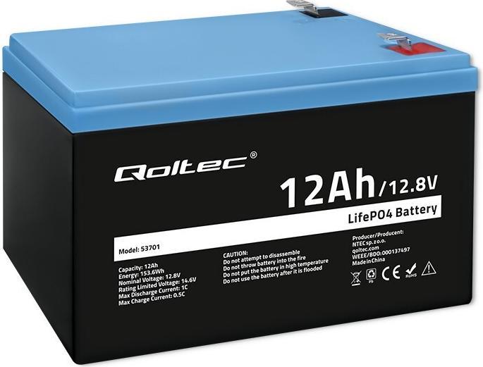 Actual product image Qoltec 53701 LiFePO4 battery / 12Ah (12.80 V, 12 Ah)