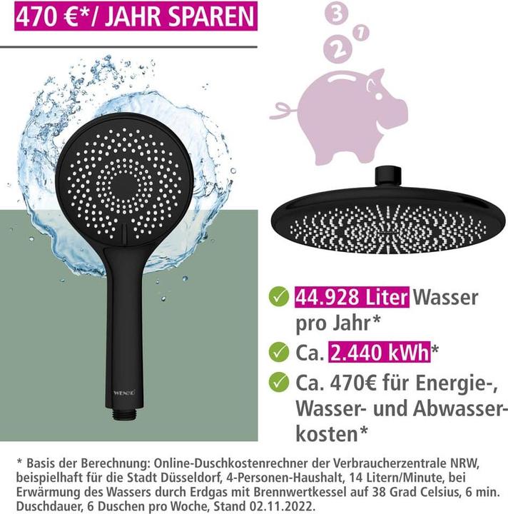 Actual product image Wenko Water Saving Shower System