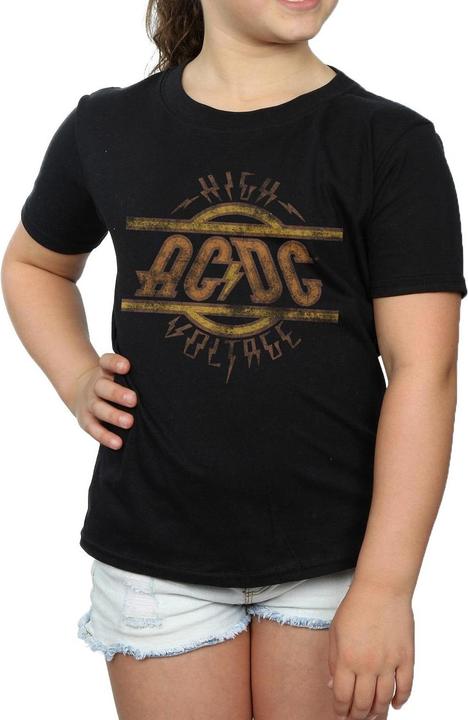 Produktbild AC/DC High Voltage BaumwollTShirt mit DistressedLogo Mädchen (152, 158)