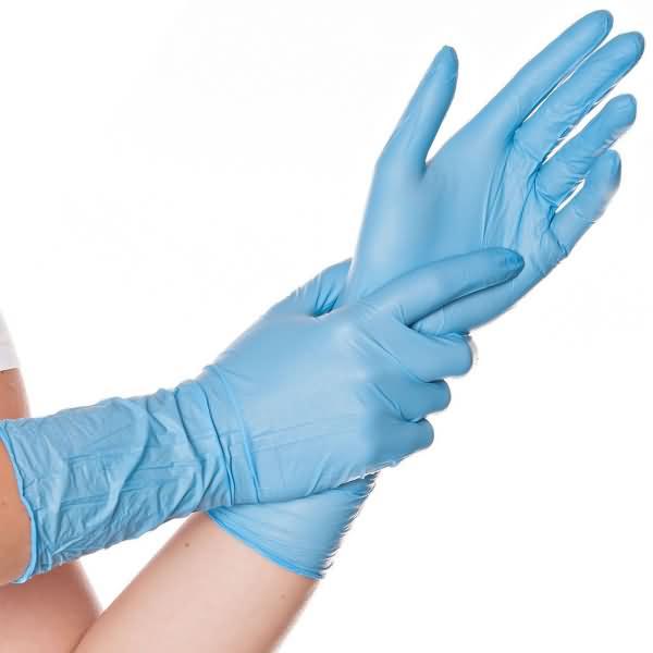 Produktbild Hygostar Nitrilhandschuhe Safe Long Gr. L, blau, puderfrei (L)