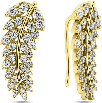 Actual product image Brilio Silver - Klas EA287Y gold-plated silver design long earrings (Silver)
