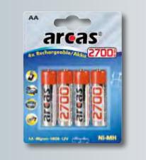 Produktbild Arcas 177 27406 - Wiederaufladbarer Akku - Nickel-Metallhydrid (NiMH) - 1,2 V - 4 Stüc (4 Stk., AA, 2700 mAh)