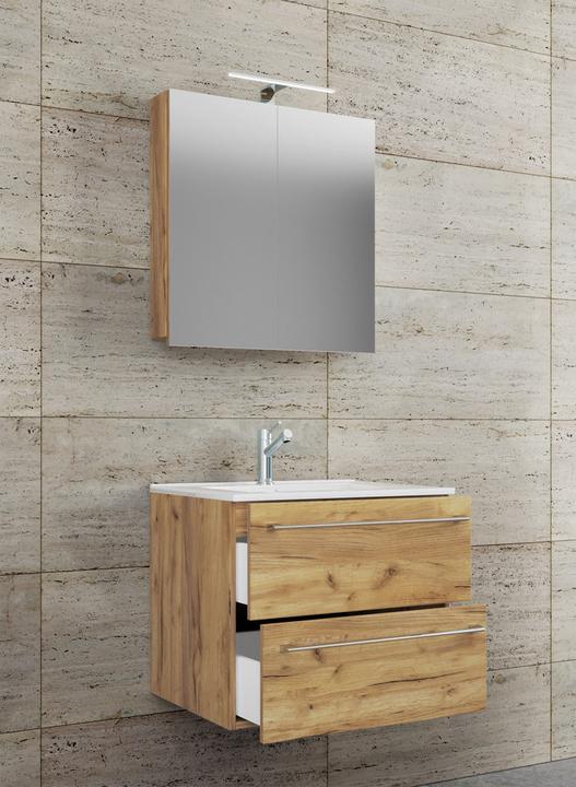 Immagine prodotto VCM Lavabo 3 pezzi Lavabo Badinos 2 cassetti Armadio a specchio