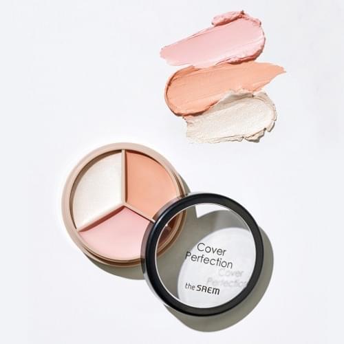 Produktbild The Saem Cover Perfection Triple Pot #05 Dark Up Beige (White, Pink, Light Peach, 01 Correct Beige)