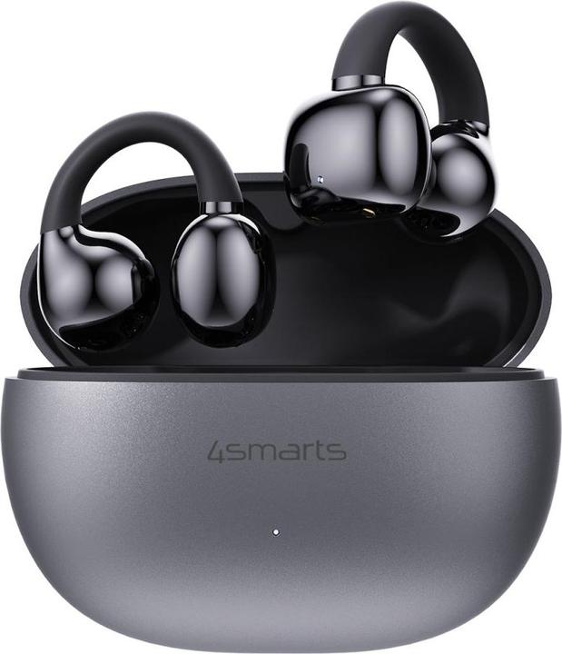 Produktbild 4smarts Open-Ear-Kopfhörer SkyBuds Clip Grau, Detailfarbe: Grau (ANC, 28 h, Kabellos)